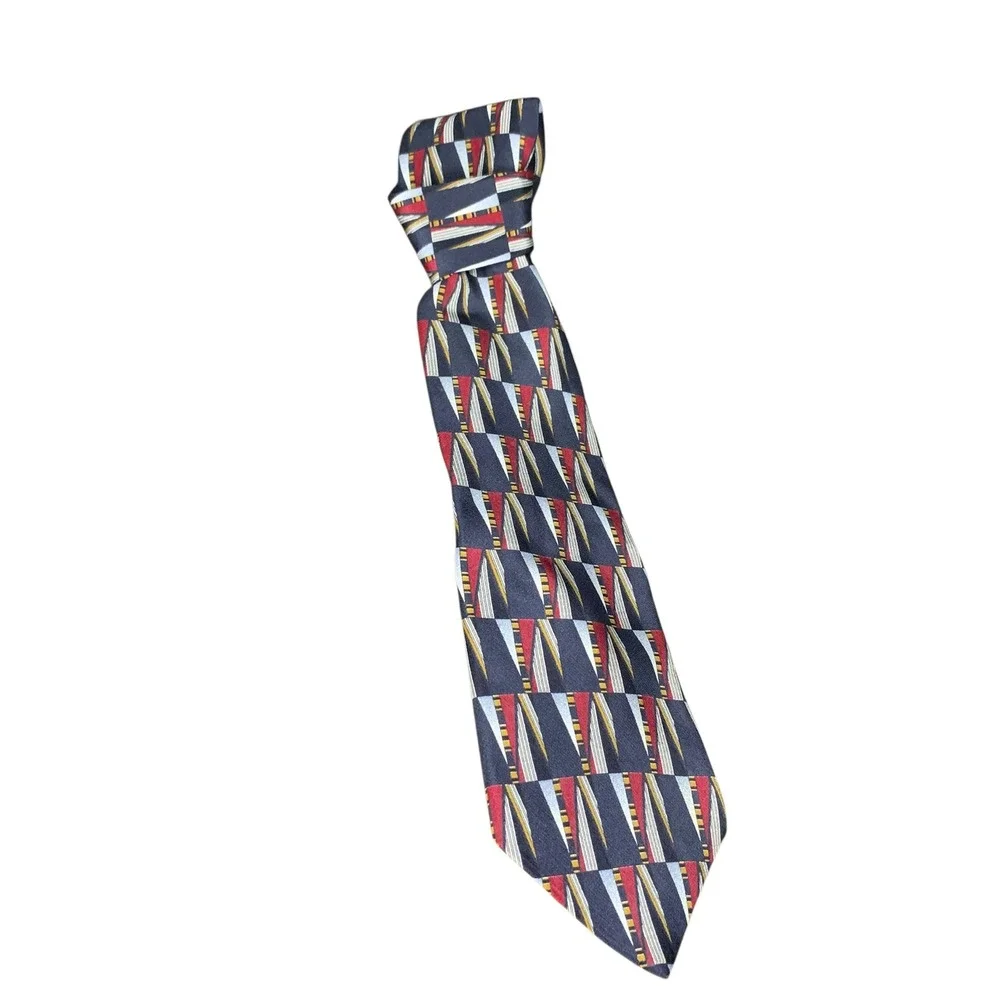 Henry Grethel Geometric Silk Necktie‎ Abstract Pattern Business Career
